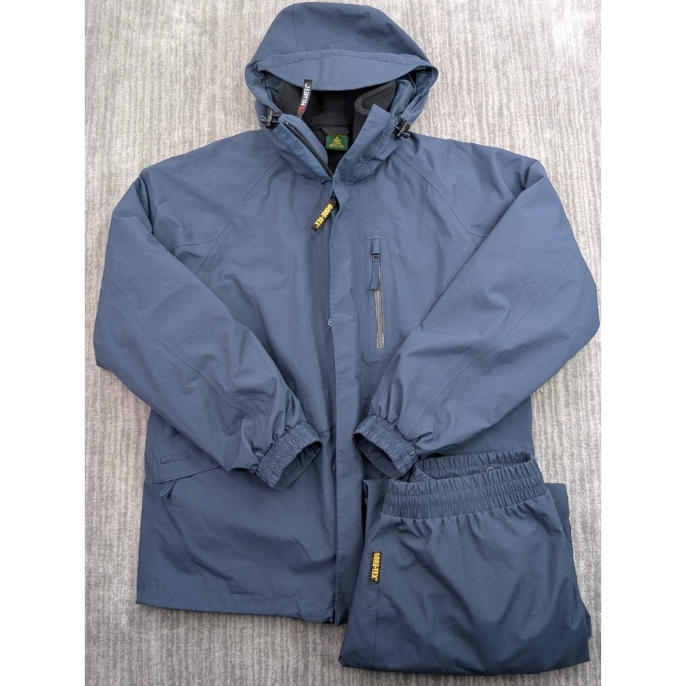 Cabela's Gore-Tex Jacket Pants Set Polartec Fleece Lined Blue Mens Medium